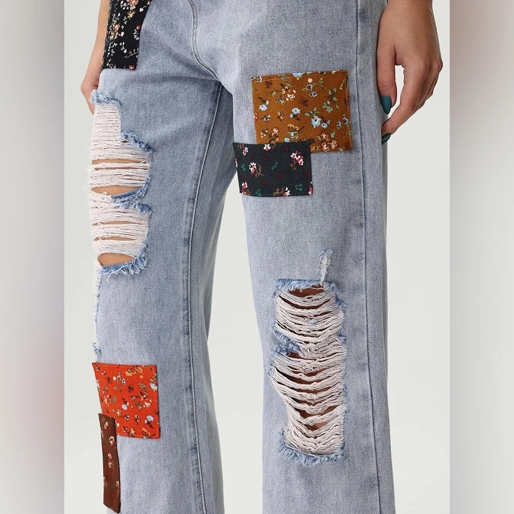 CIDER⚡️Cute Patchy Denim Jeans Size Small - Picture 2 of 14